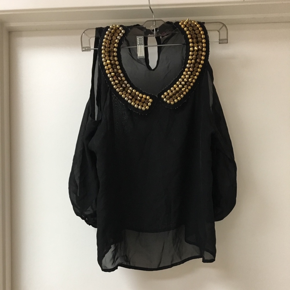 Black sheer half sleeved shirt